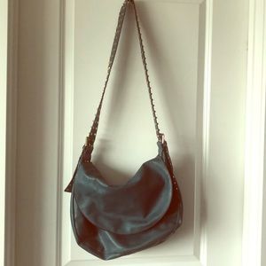 Unique teal hobo extra long studded shoulder strap